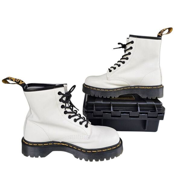 Dr. Martens Jadon White Leather Platform Boots Womens US 9 / Mens 8 EU 41 - Picture 2 of 12